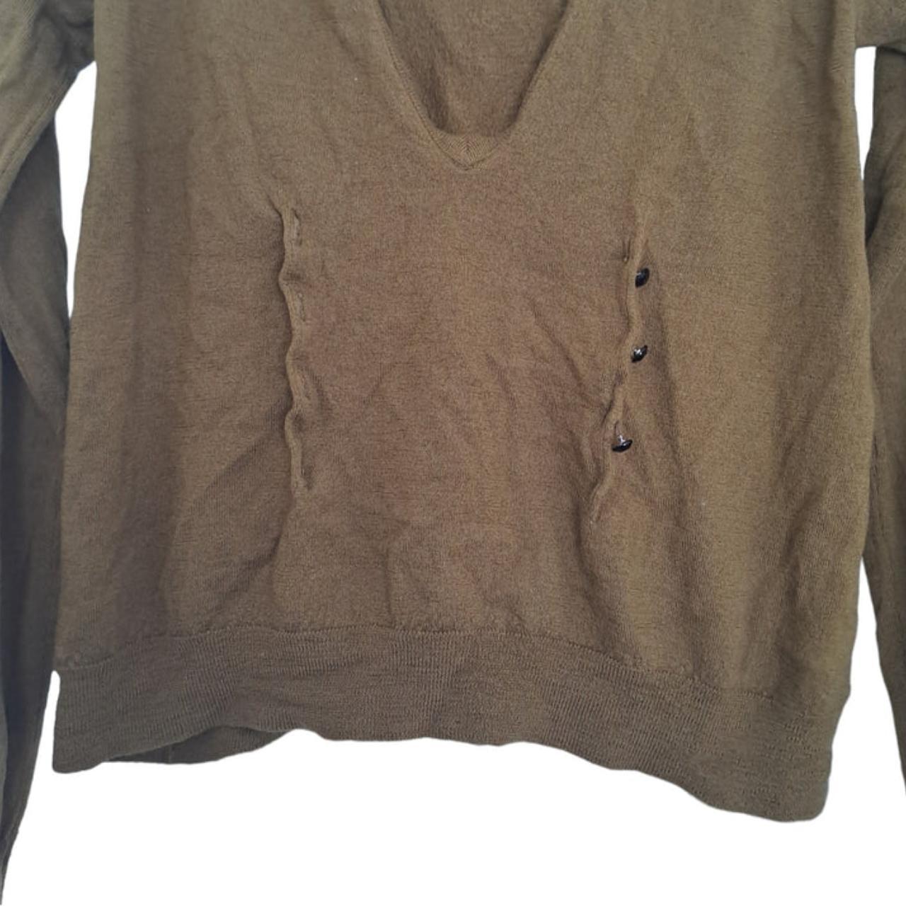 Sweatshirt | Women XS Khaki V-Neck Merino Wool