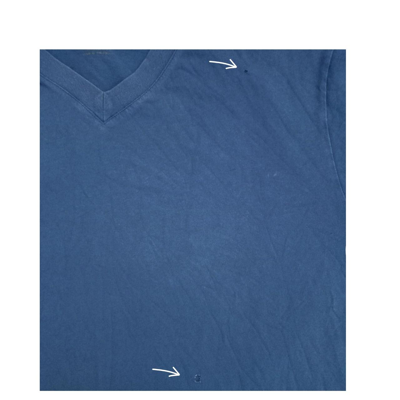 Shirt | Unisex Large Blue Long Sleeve Cotton V-Neck Long Sleeves