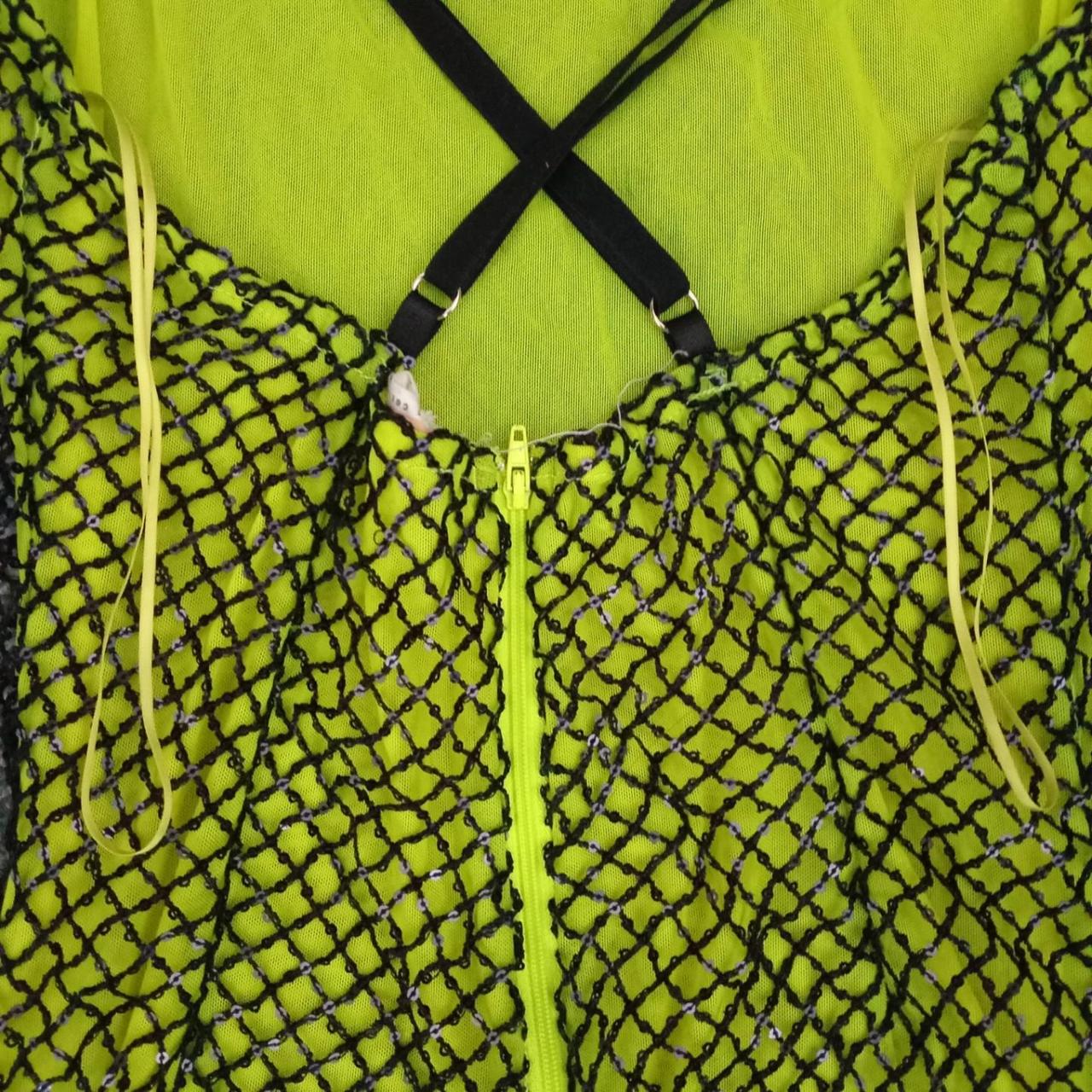 Tank Top | Women UK 6 to 8 Neon Green Fishnet Tank Top - Sheer Festival Rave Vibe