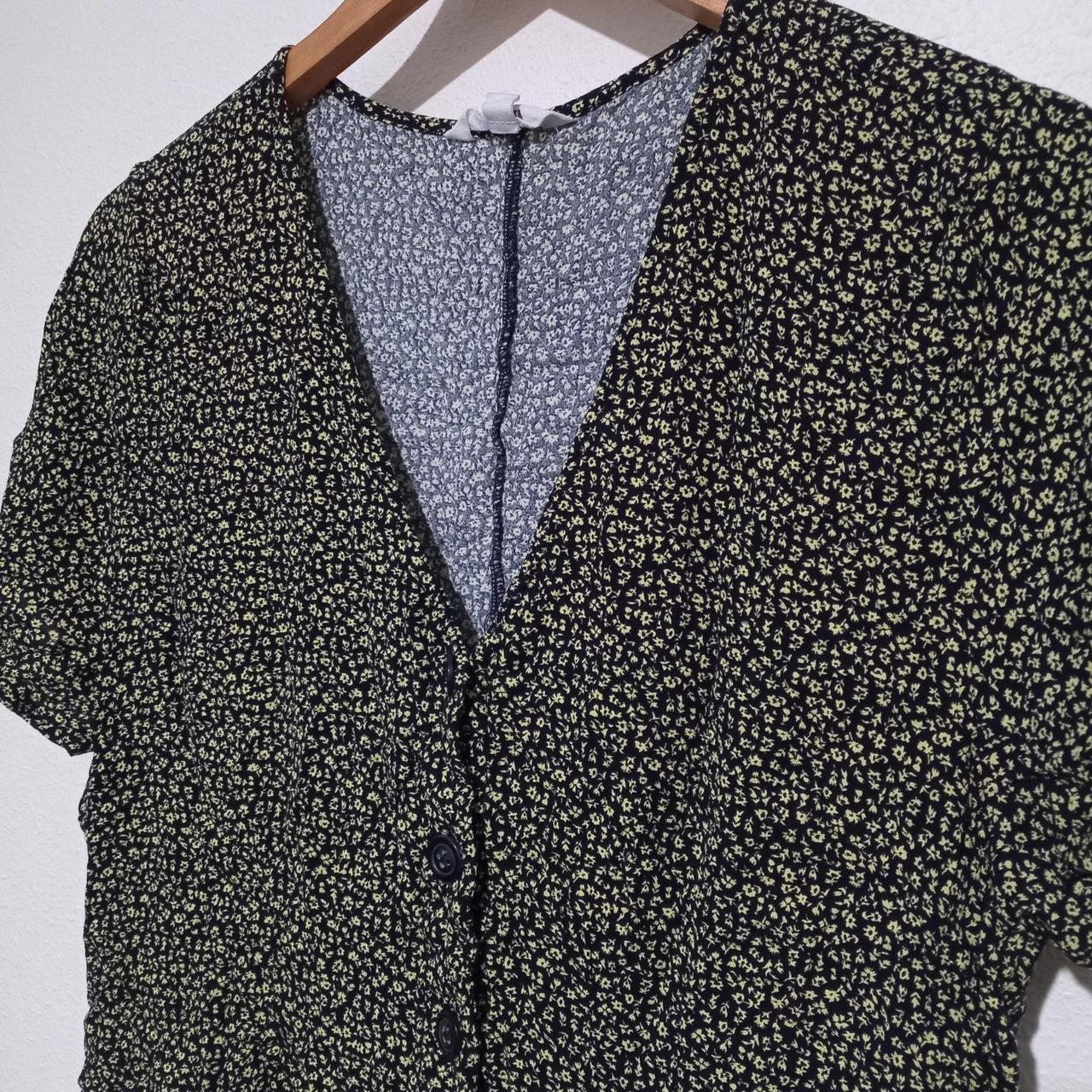 One-Piece | Women XL Black Yellow Floral Loose Romper Button Front