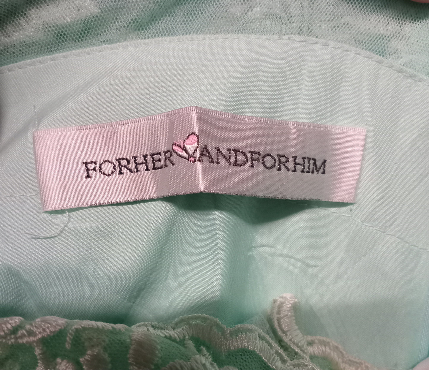 Dress | Women UK 8-10 Elegant Mint Green Lace and Chiffon Formal Gown