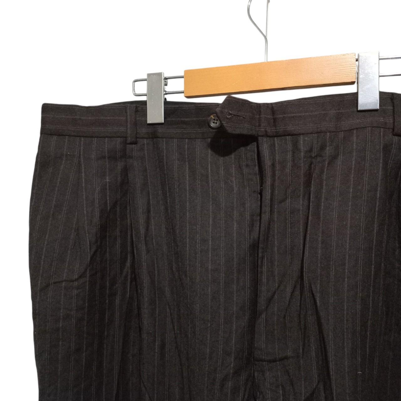 Trousers | Men Formal Pinstripe Brown Wool Slacks XL