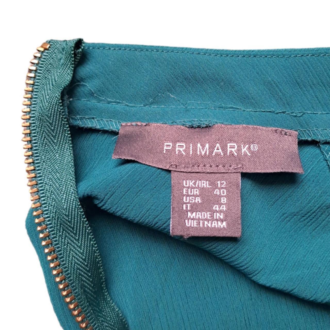 Blouse | Women UK12 Elegant Teal Ruffled Sleeve Top with Zipper Detail