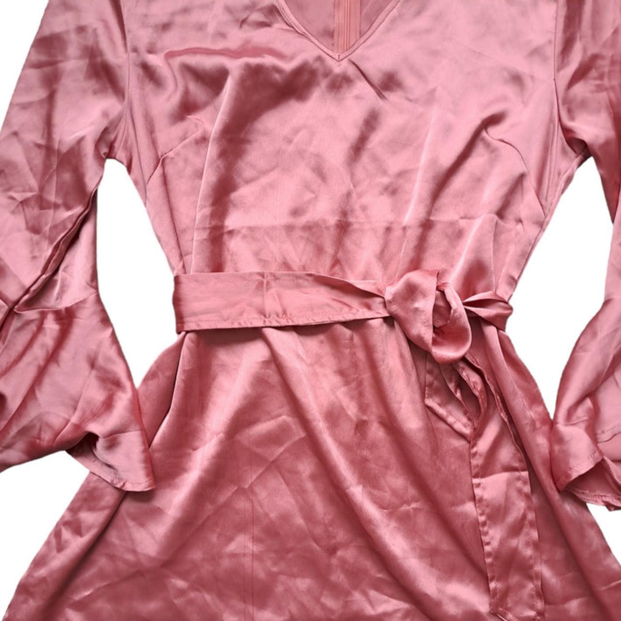 Blouse | Women Small Pink Silky Bell Sleeve
