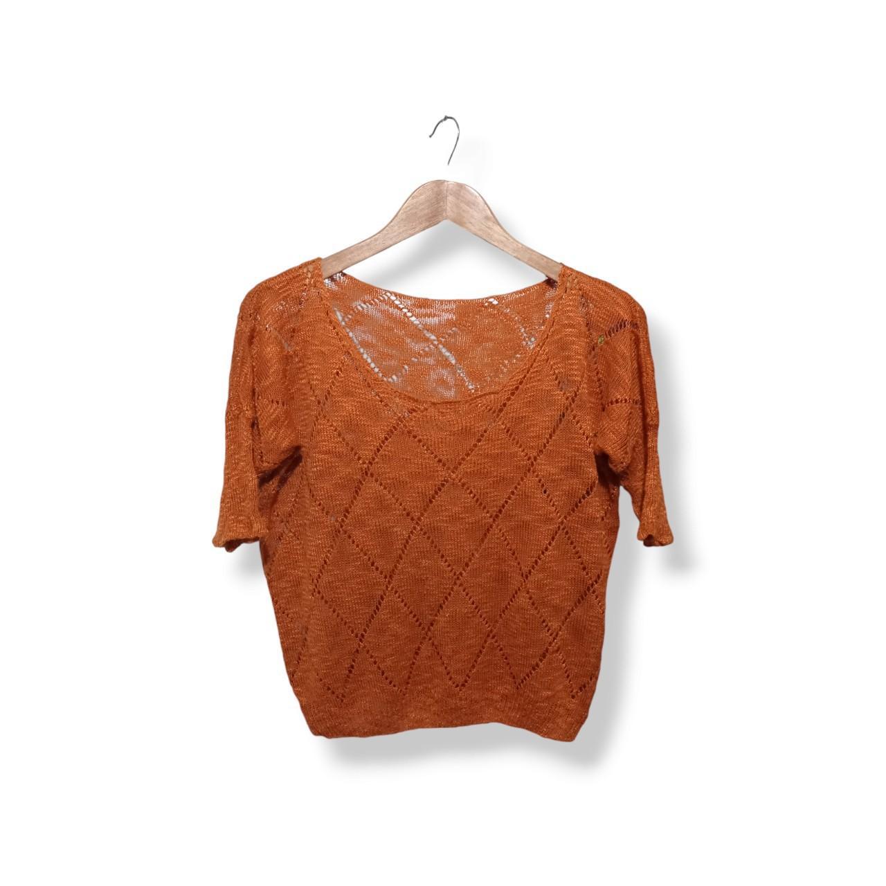 Crop Top | Women Medium UK12 Orange Summer See Through Top