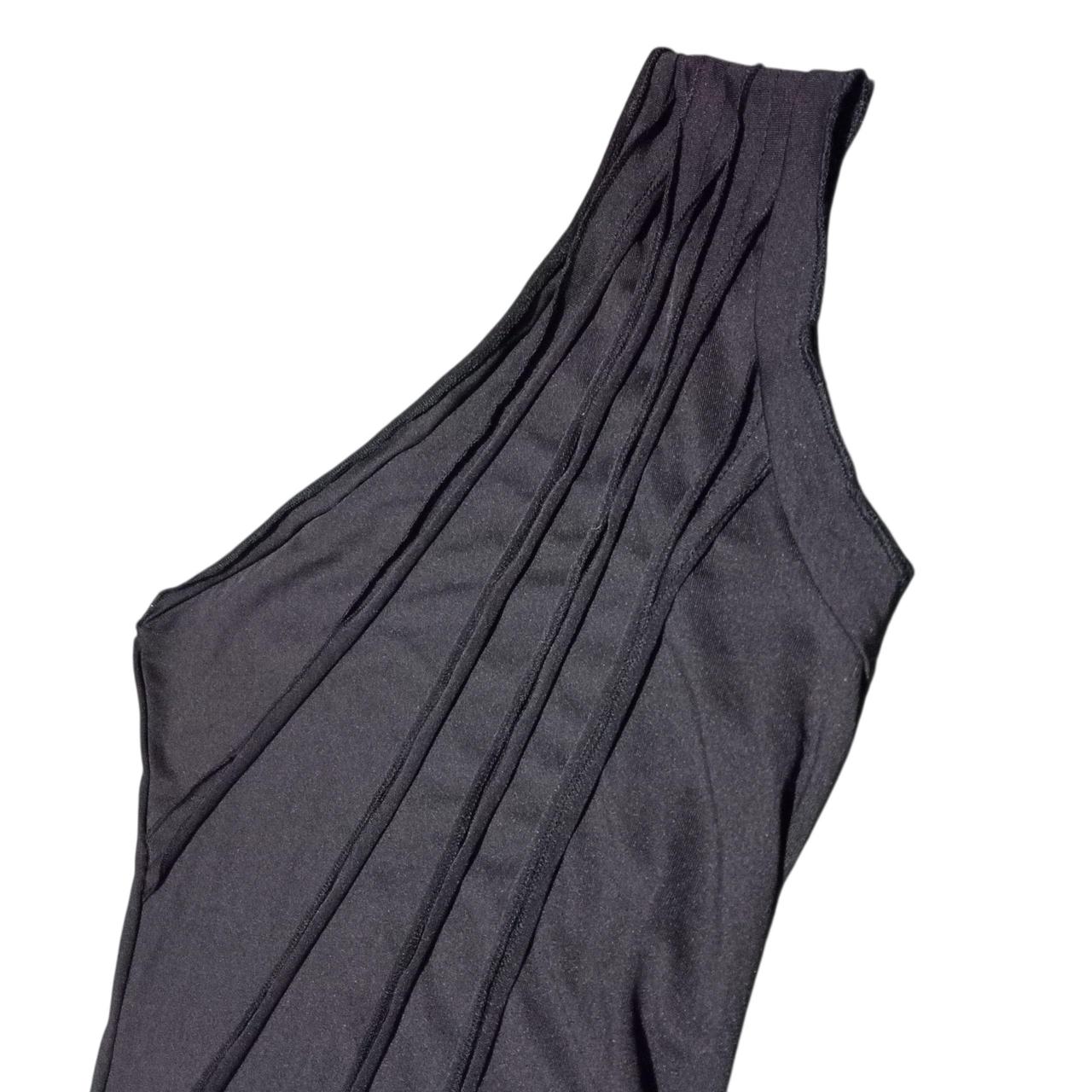 Crop Top | Women Medium Black One Shoulder Stretch Top