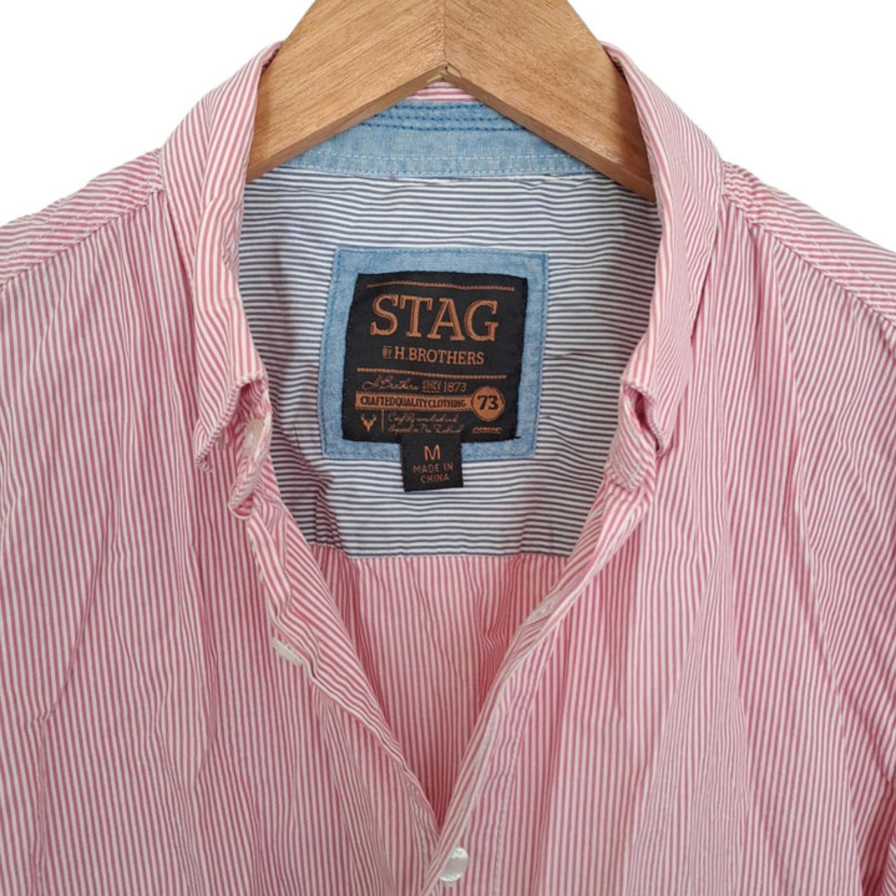 Polo Shirt | Men Medium Pink Striped Long Sleeve