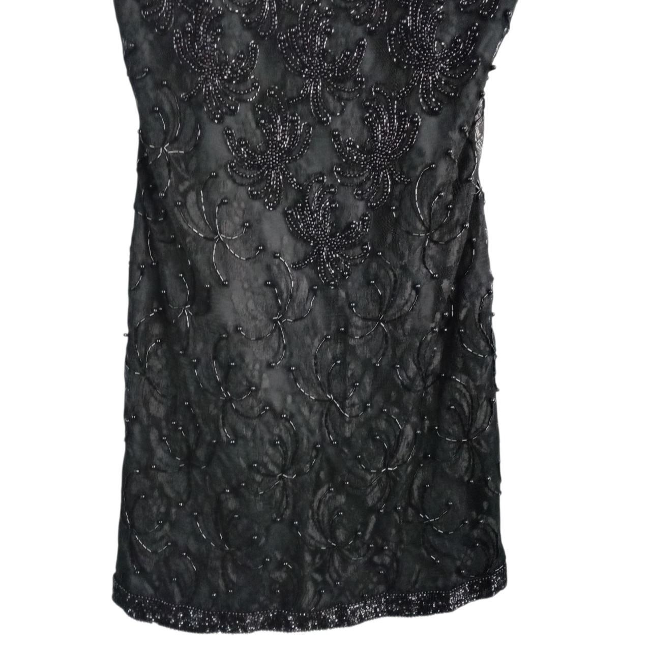Dress | Women UK16 Vintage Black Beaded Sleeveless Cocktail Dress