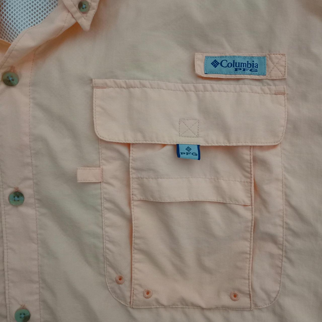 Polo Shirt | Men XXL Columbia Sportswear Orange Nylon Mesh-Lined Fishing Polo Shirt