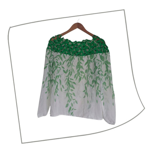 Blouse | Women Medium UK12 Green White Top