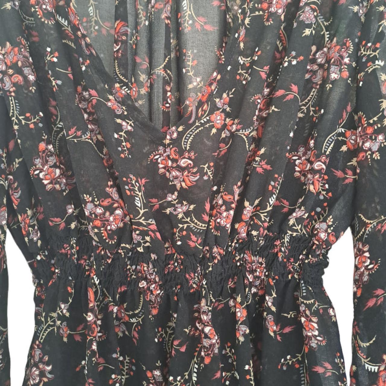 Blouse | Women Medium UK12 See Through Floral Top