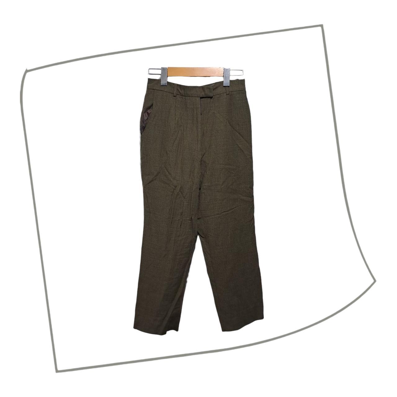 Trousers | Kids Green Slacks with Micro-Check Pattern, Size 9A, Waist 24-25 in