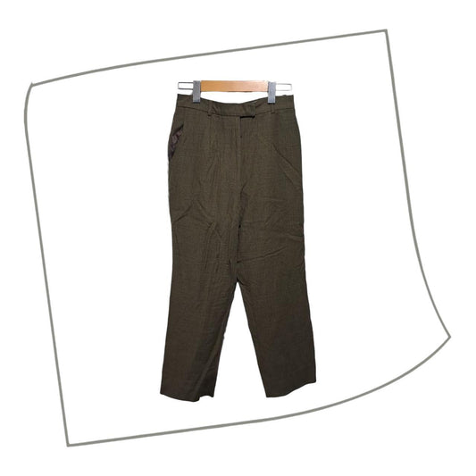 Trousers | Kids Green Slacks with Micro-Check Pattern, Size 9A, Waist 24-25 in