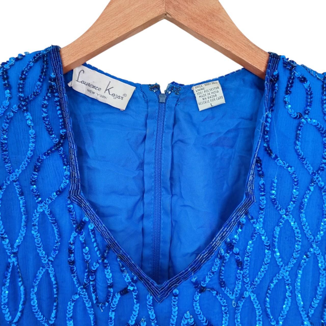 Dress | Women Large Blue Vintage Silk Gown