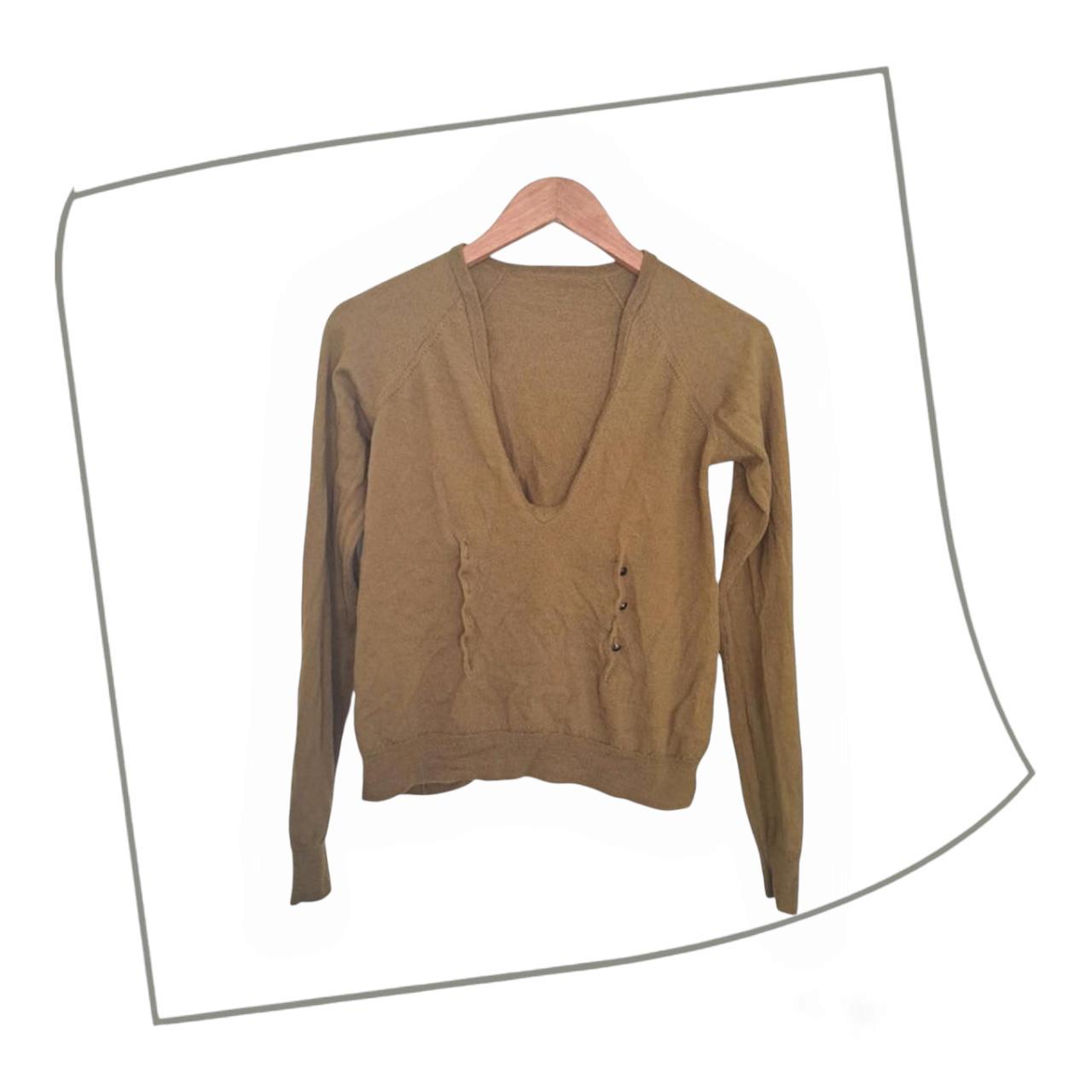Sweatshirt | Women XS Khaki V-Neck Merino Wool