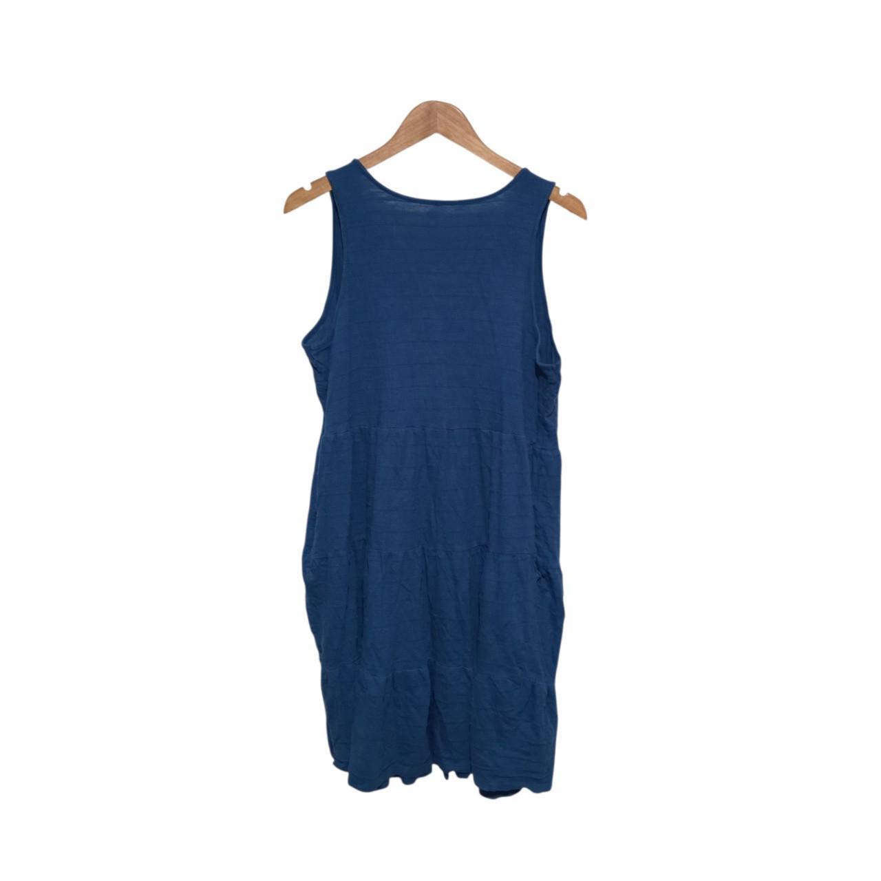 Dress | Women Blue Button-Up Large