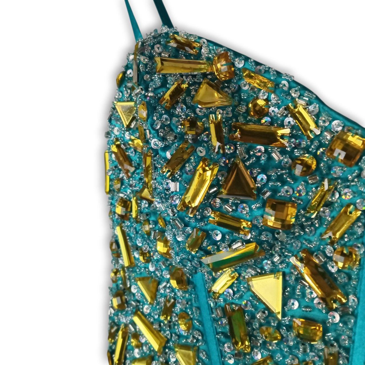 Dress | Women UK 4-6 Turquoise Embellished Tulle Mini Dress