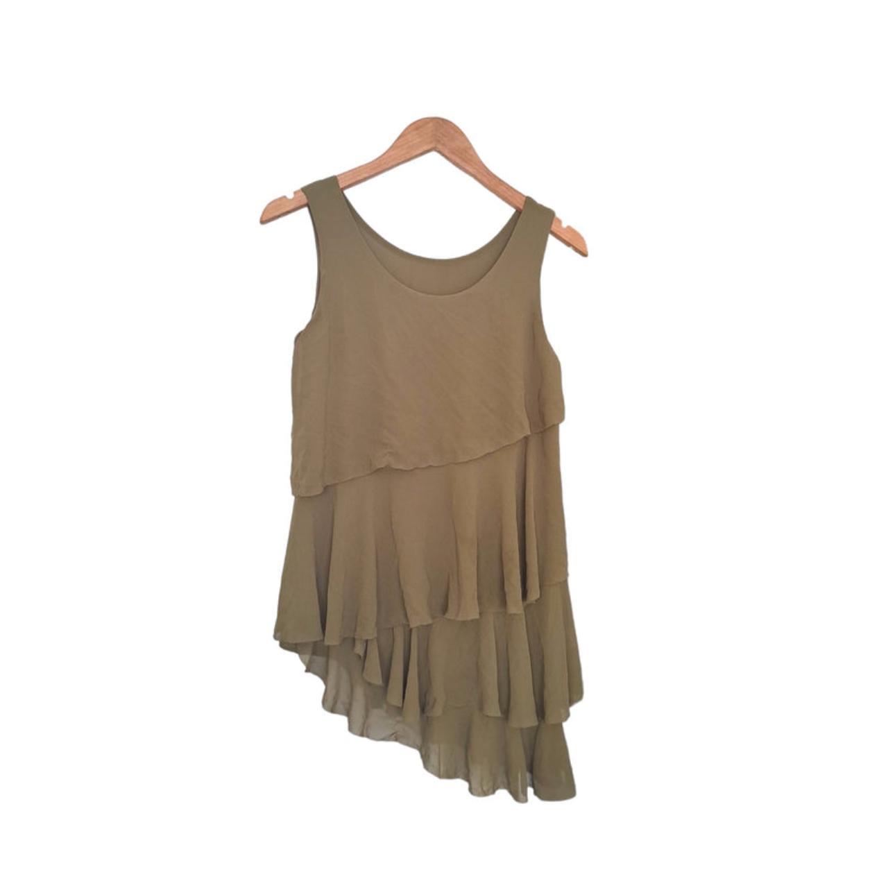 Crop Top | Women Small UK10 Layered Khaki Top