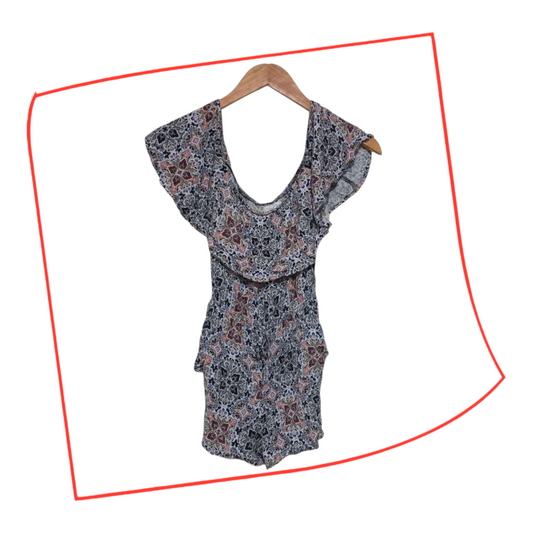 One-piece | Women Butterfly-Floral Sleeveless Romper with Pockets XS