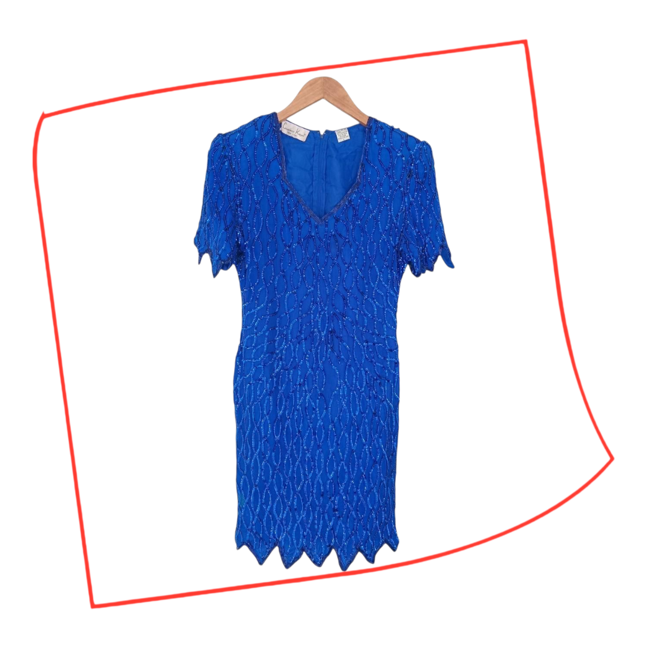 Dress | Women Large Blue Vintage Silk Gown