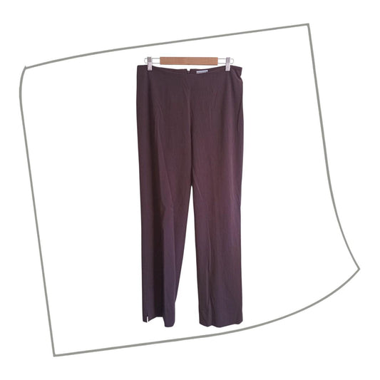 Trousers | Women Large Dark Brown Straight Pants Back Zip Shaping Fit