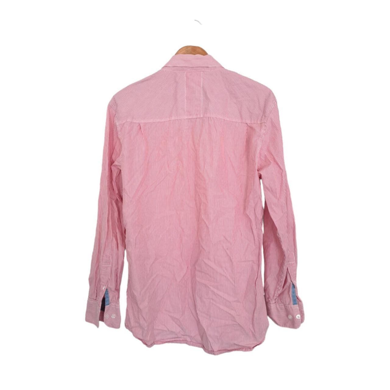Polo Shirt | Men Medium Pink Striped Long Sleeve