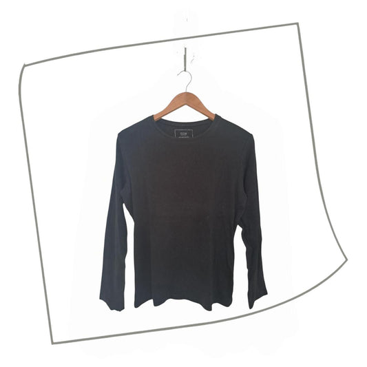 Shirt | Women Size 14 Bkack Roundneck Long Sleeves