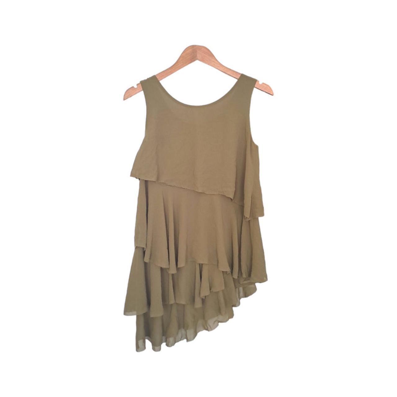 Crop Top | Women Small UK10 Layered Khaki Top