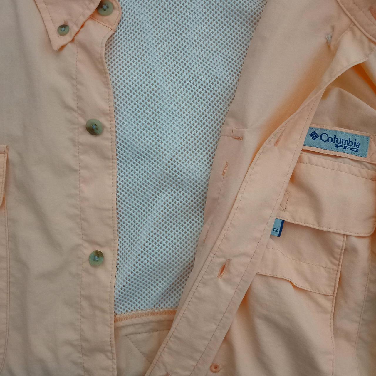 Polo Shirt | Men XXL Columbia Sportswear Orange Nylon Mesh-Lined Fishing Polo Shirt