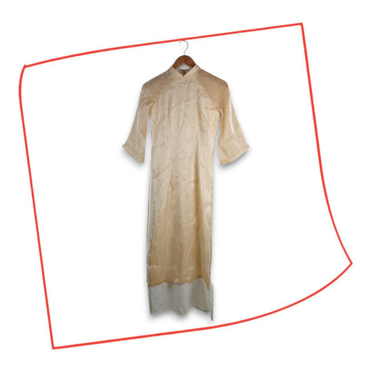 Dress | Women's Elegant Vintage Beige Ao Dài Dress