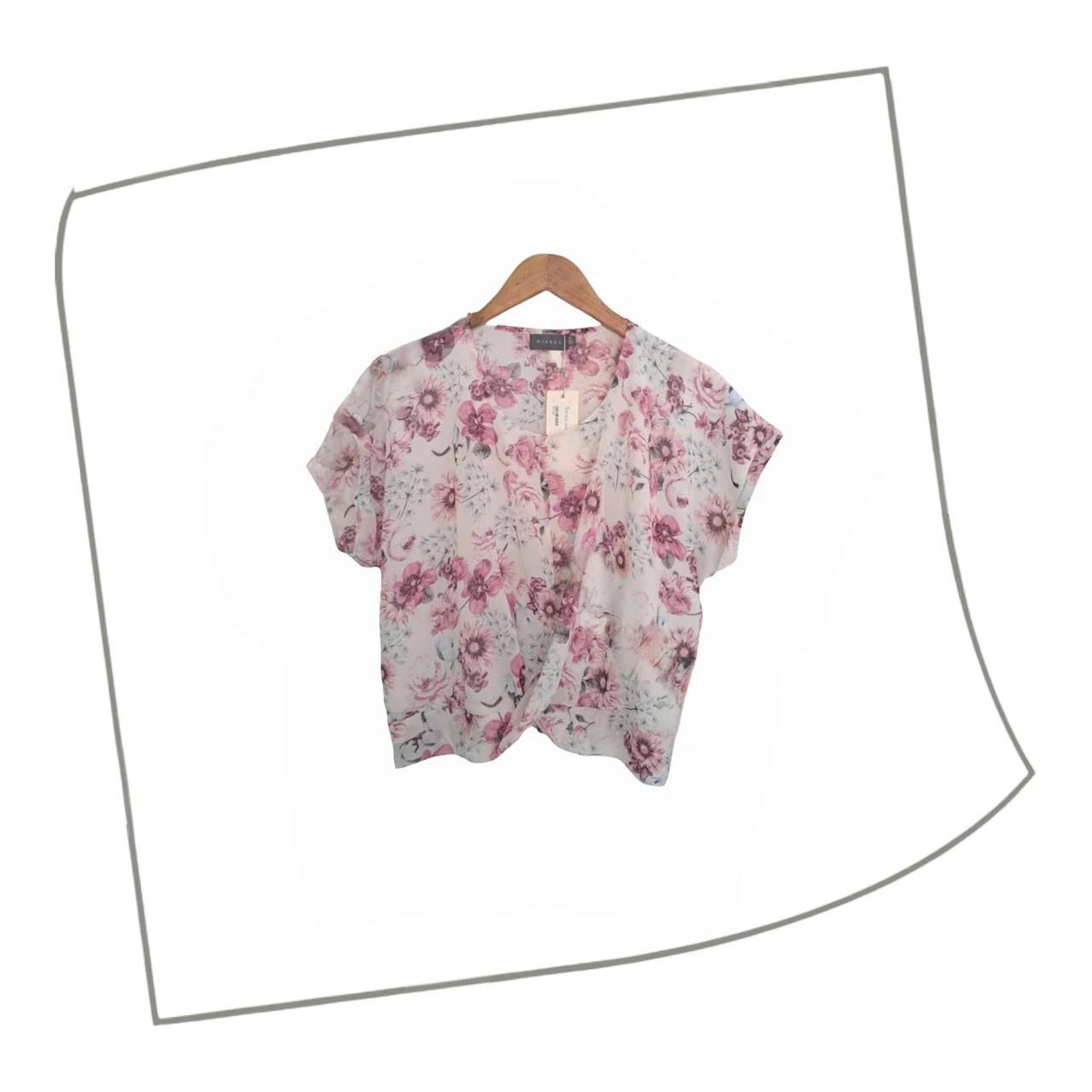 Crop Top | Women Medium UK12 Double-Layered Floral Top