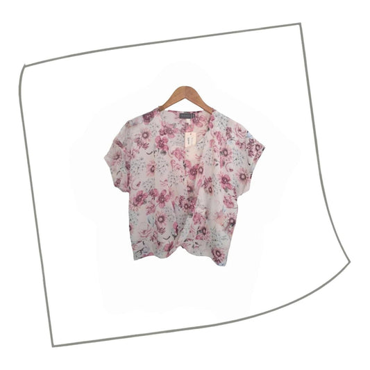 Crop Top | Women Medium UK12 Double-Layered Floral Top