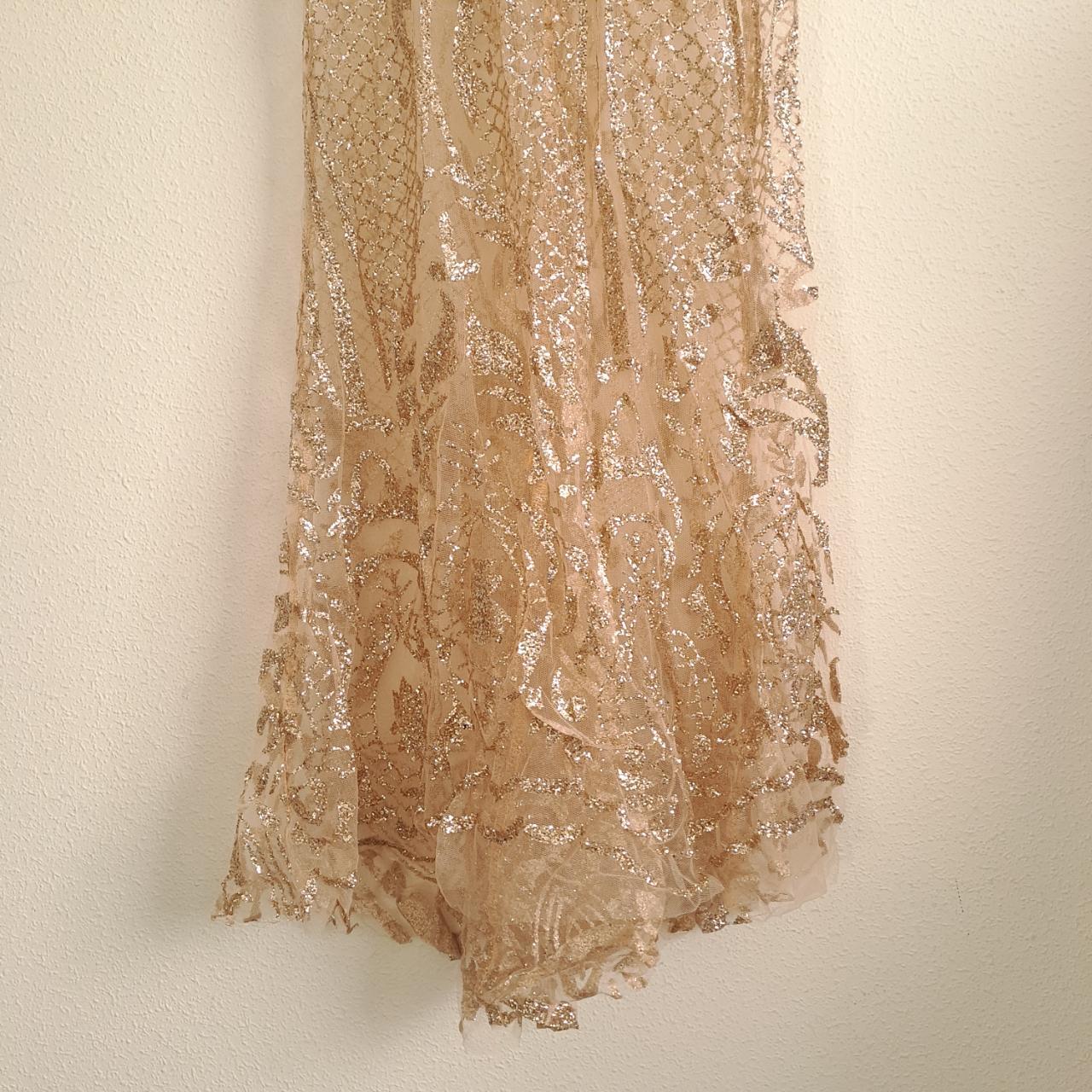 Dress | Women Size 6 to 8 Beige Glittery Straight Cut Maxi