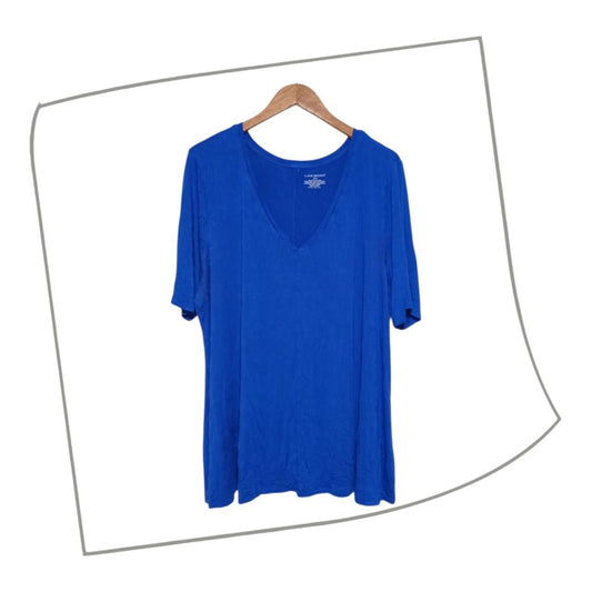 T-shirt | Women Blue V-Neck Soft Stretchy Plus Size
