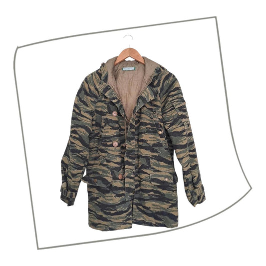 Jacket | Women Medium Men Small Vintage Military Tiger Stripe Camouflage Field Jacket