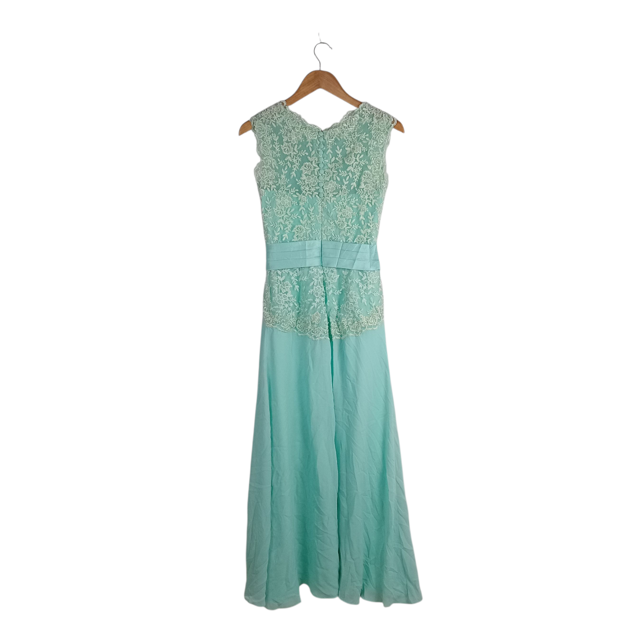 Dress | Women UK 8-10 Elegant Mint Green Lace and Chiffon Formal Gown