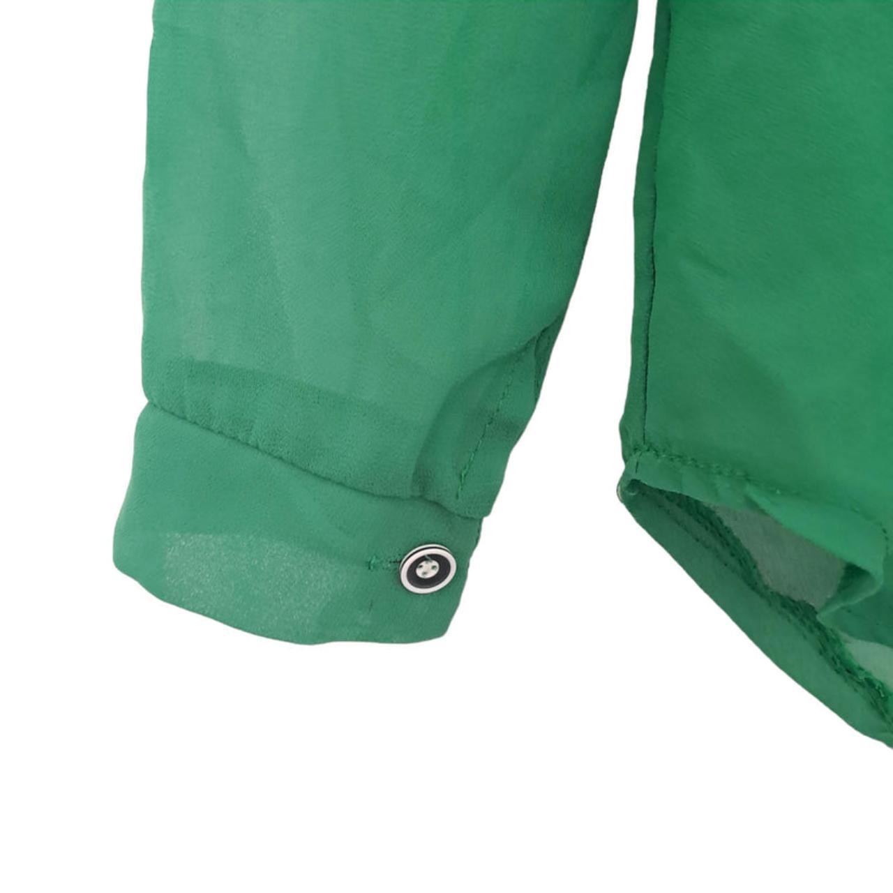 Blouse | Women Size 10 Green Long Sleeve Zipper V-Neck Blouse