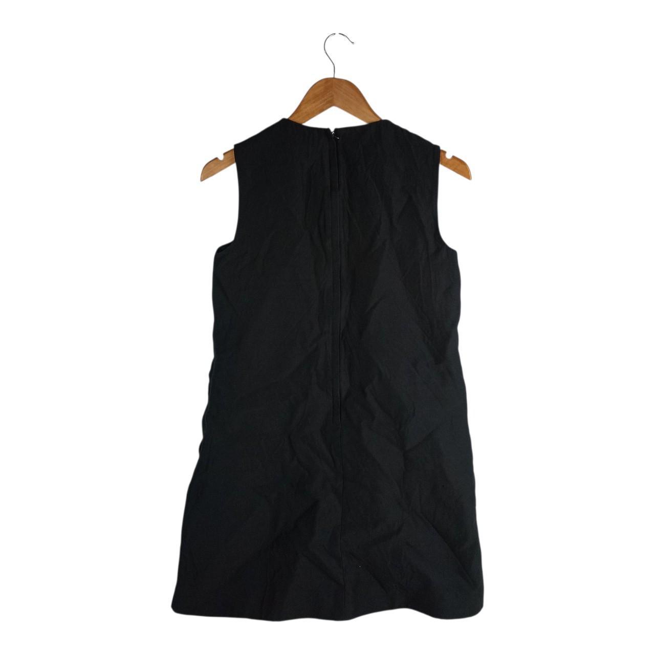 Dress | Women UK 12-14 Black Sleeveless Mini with Red Rose sewn in front