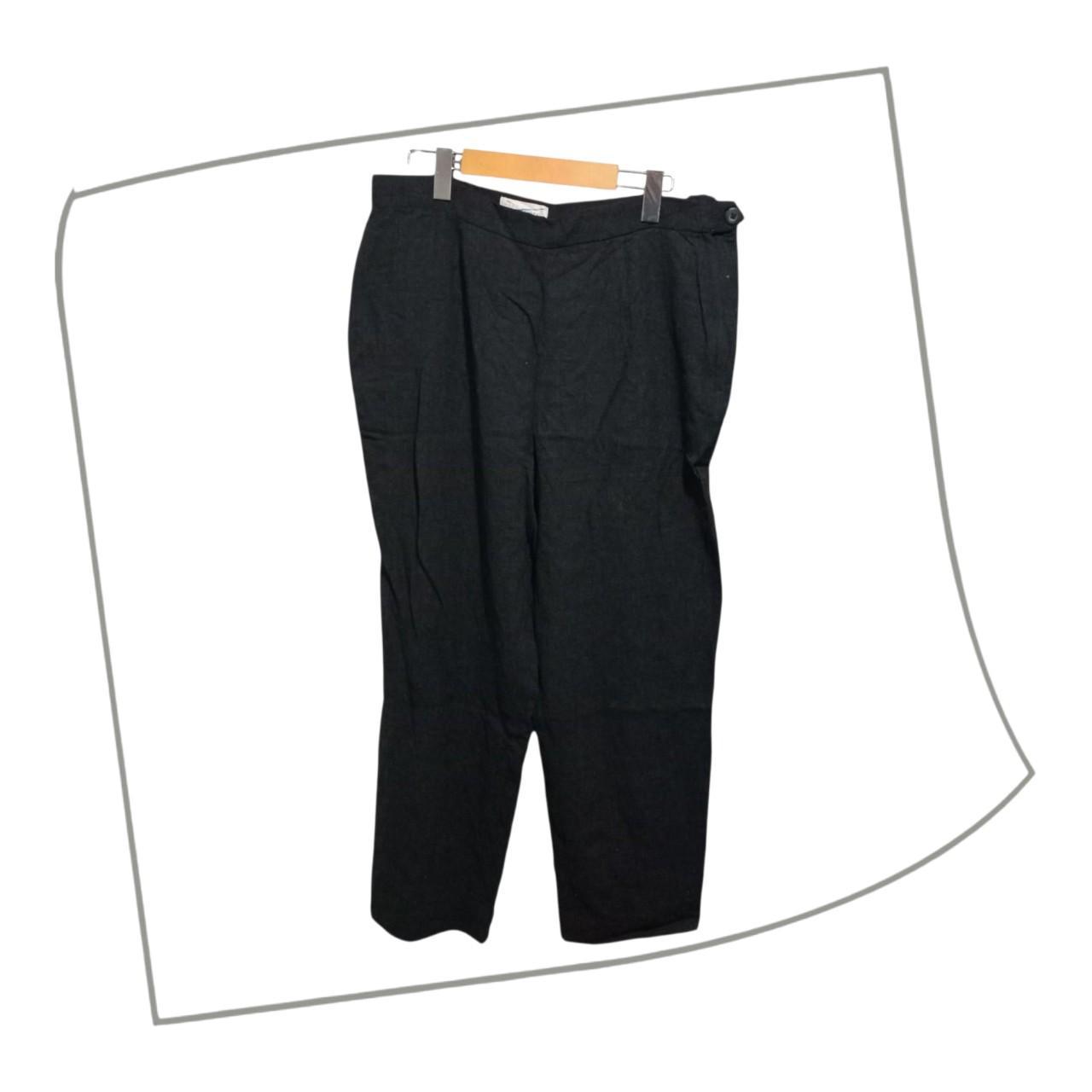 Trousers | Women Large Size 14 Pants Black Baggy Fit Wool Fabric Slacks
