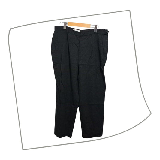 Trousers | Women Large Size 14 Pants Black Baggy Fit Wool Fabric Slacks