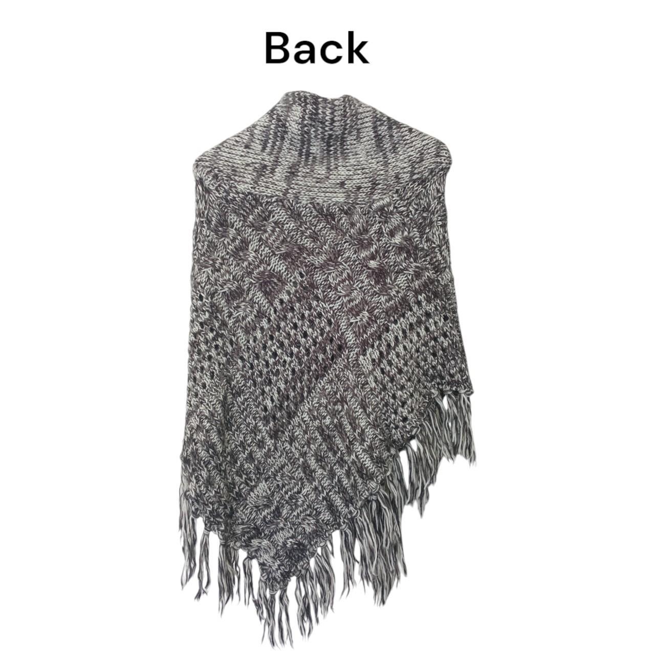 Shawl | Women Small Cozy Cowl Neck Sweater Poncho with Tassels