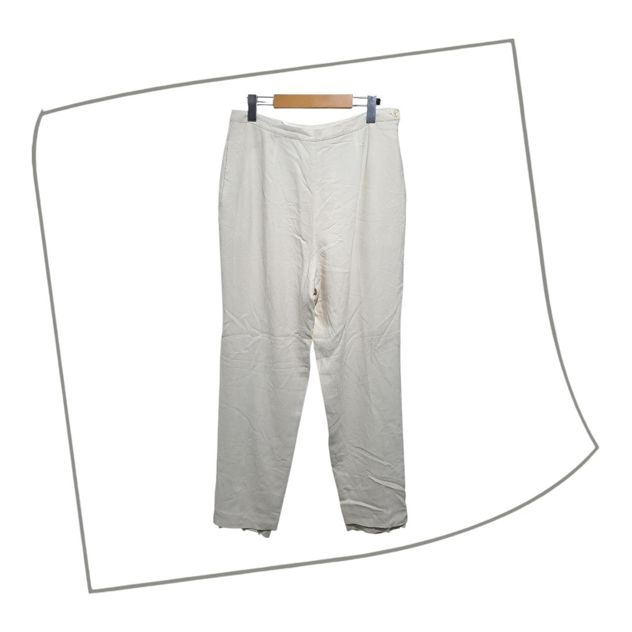 Trousers | Women's White Flowy Pants, Size 12, Waist 30 in
