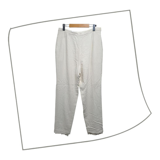 Trousers | Women's White Flowy Pants, Size 12, Waist 30 in
