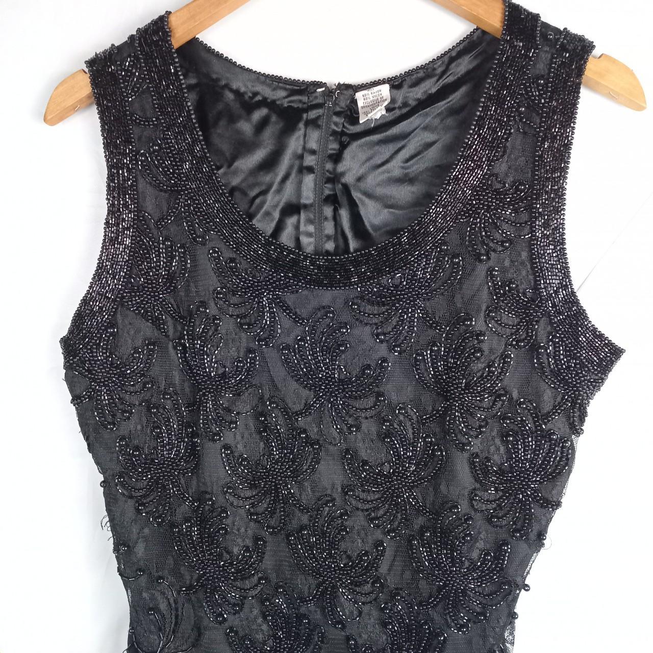 Dress | Women UK16 Vintage Black Beaded Sleeveless Cocktail Dress