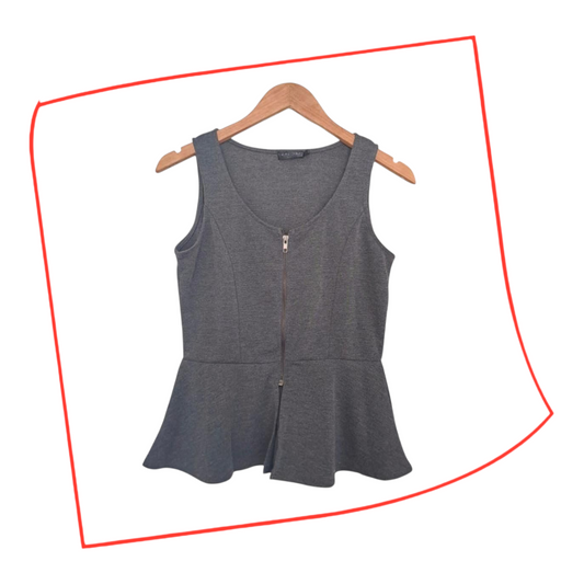 Crop Top | Women Small UK10 Grey Sleeveless Top