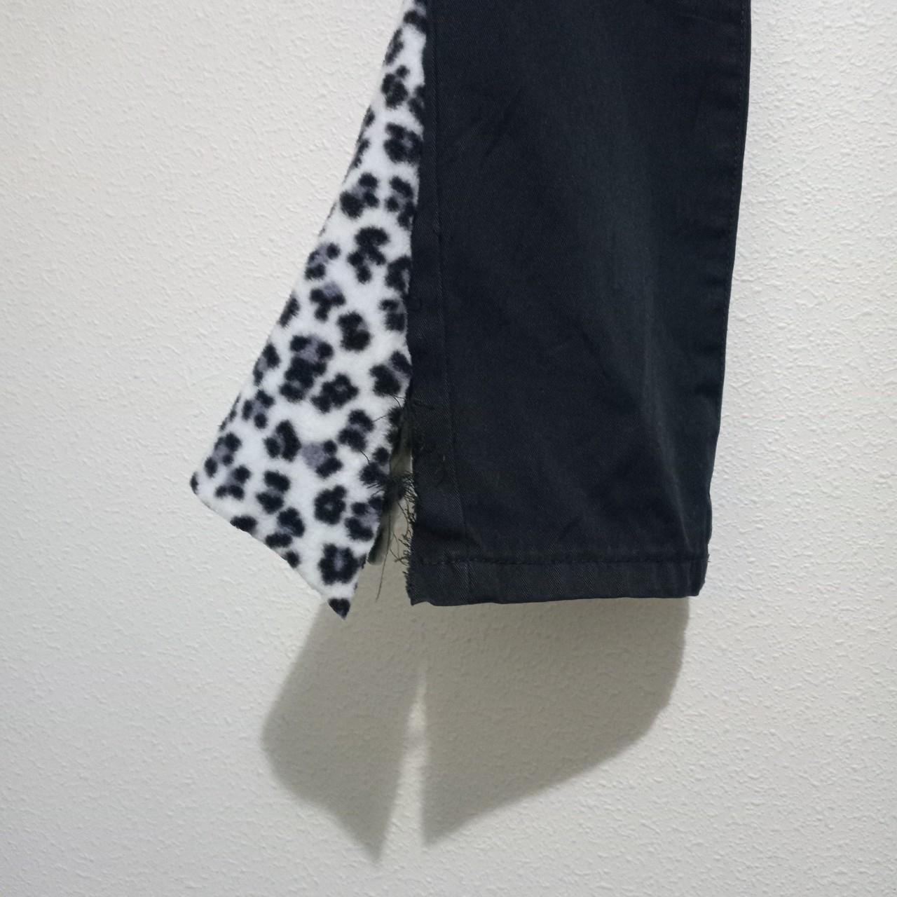 Trousers | Women Medium UK12 Denim Pants Black with Leopard Print Detail