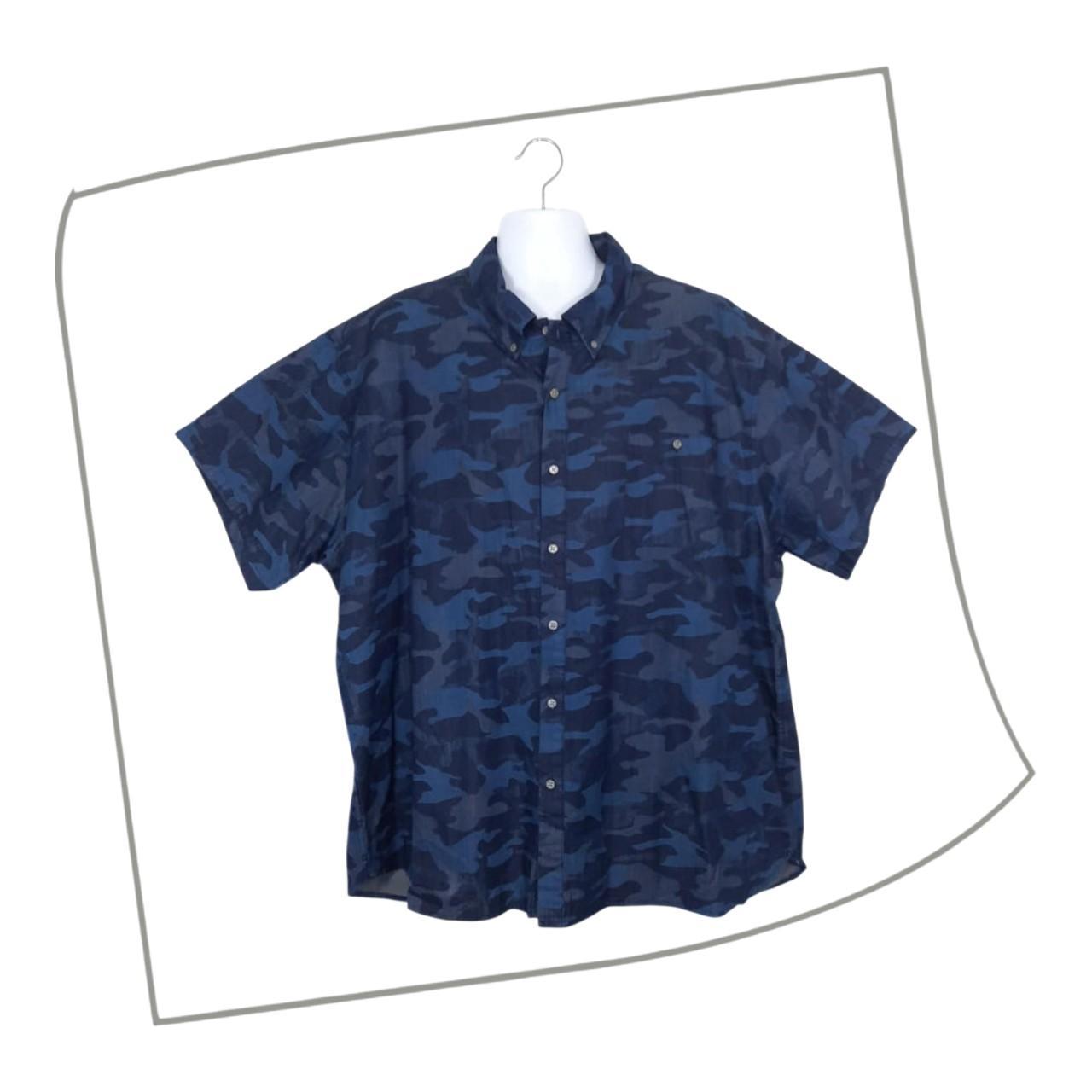 Polo Shirt | Men 4XL Blue Camouflage Shirt