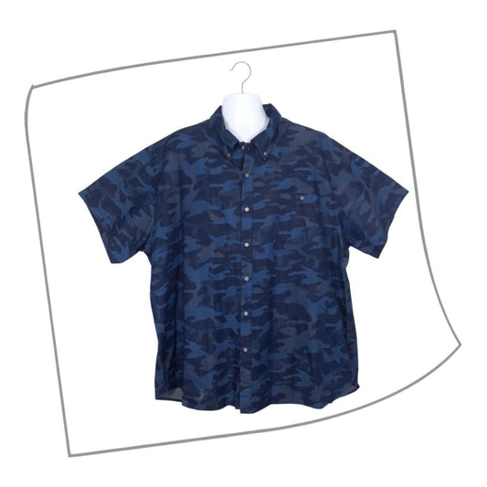 Polo Shirt | Men 4XL Blue Camouflage Shirt