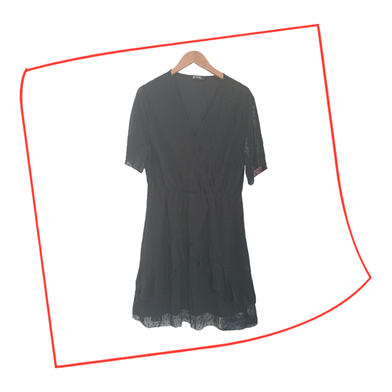 Dress | Women XL Black Dotted Chiffon Overlay