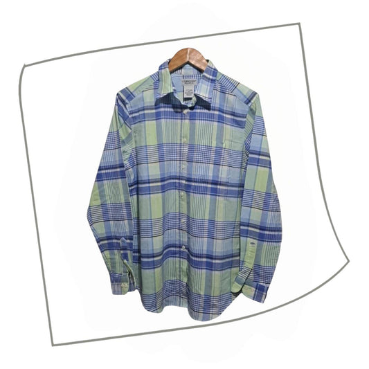 Polo Shirt | Men Large Women XL Checkered Long Sleeve Shirt